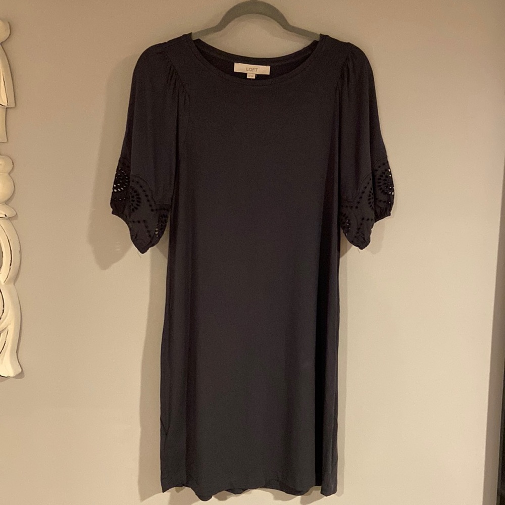 Loft puff eyelet sleeve dress